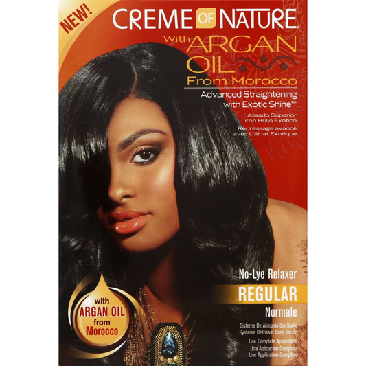 CREME OF NATURE ARGAN OIL ADVANCED STRAIGHTENING W/EXOTIC SHINE NO-LYE RELAXER (REGULAR)