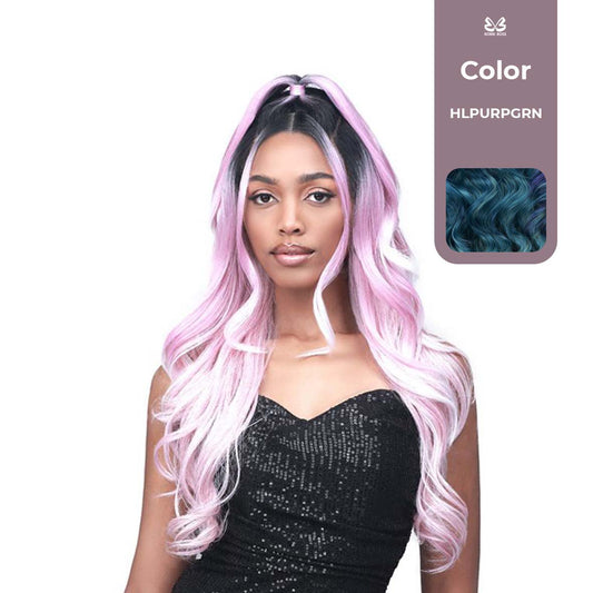 BOBBI BOSS FIRST CLASS HAIR EMILIA UPDO BOSS 13x2 DEEP LACE WIG COLOR HLPURPGR