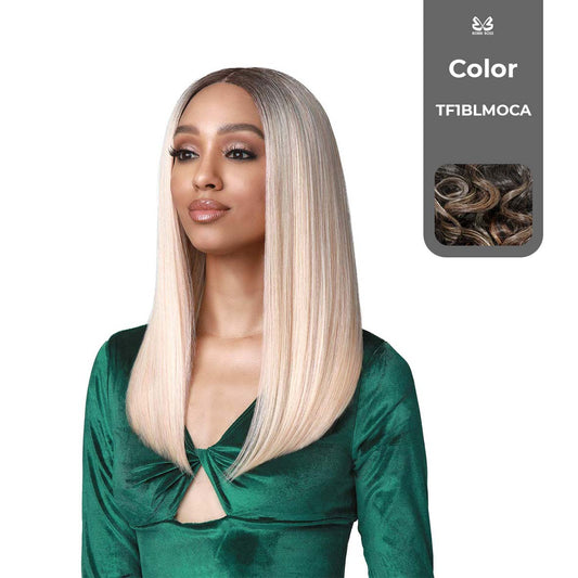 BOBBI BOSS FIRST CLASS HAIR ELENA HD ULTRA SCALP ILLUSION BOSS 13"x7" DEEP LACE WIG COLOR TF1BLMOCA