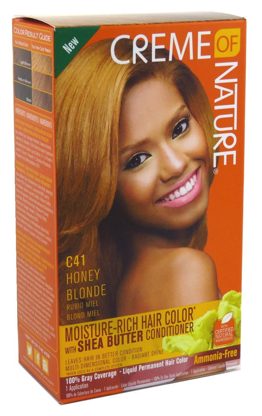 CREME OF NATURE MOISTURE-RICH LIQUID PERMANENT HAIR COLOR HONEY BLONDE (C41)