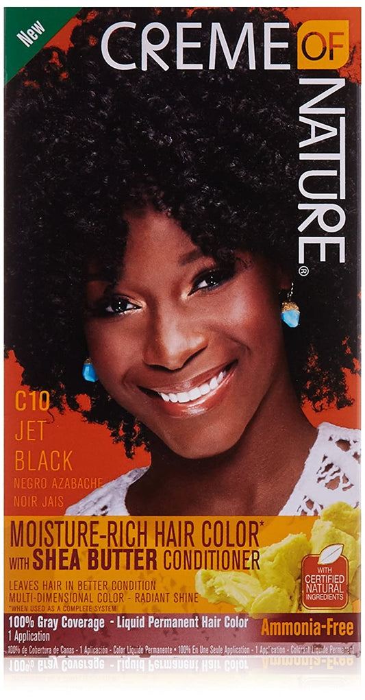 CREME OF NATURE MOISTURE-RICH LIQUID PERMANENT HAIR COLOR JET BLACK (C10)