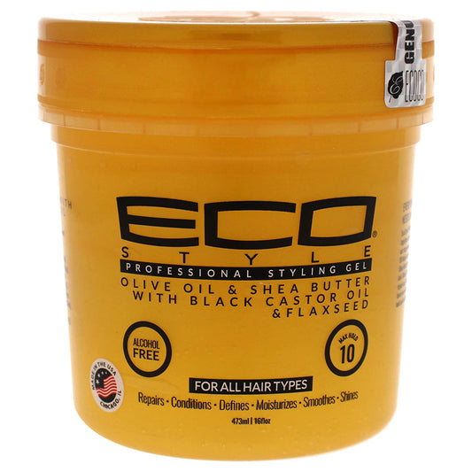 ECO STYLE PROFESSIONAL STYLING GEL OLIVE OIL & SHEA BUTTER BLACK CASTOR OIL & FLAXSEED MID (GOLD)