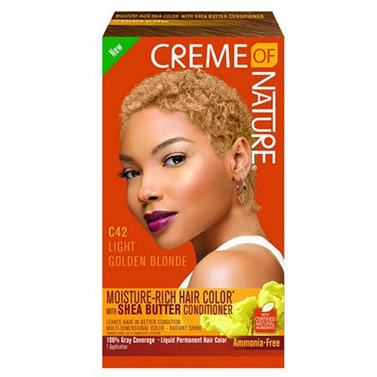 CREME OF NATURE MOISTURE-RICH LIQUID PERMANENT HAIR COLOR LIGHT GOLDEN BLONDE (C42)