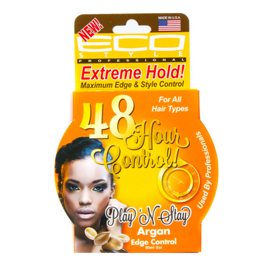 ECO STYLE PROFESSIONAL EXTREME HOLD PLAY N STAY MAXIMUM EDGE AND STYLE 48 HOUR ARGAN EDGE CONTROL