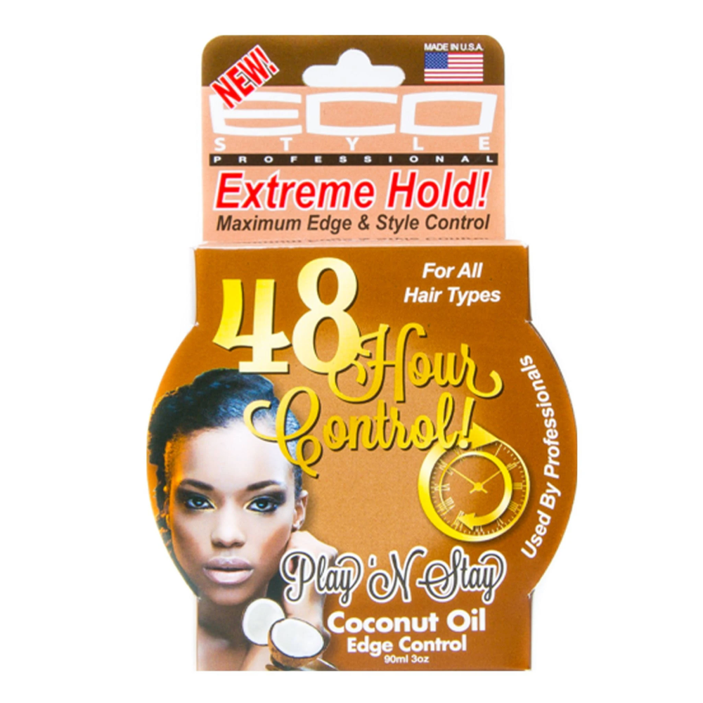ECO STYLE PROFESSIONAL EXTREME HOLD PLAY N STAY MAXIMUM EDGE AND STYLE 48 HOUR COCONUT OIL EDGE CONTROL