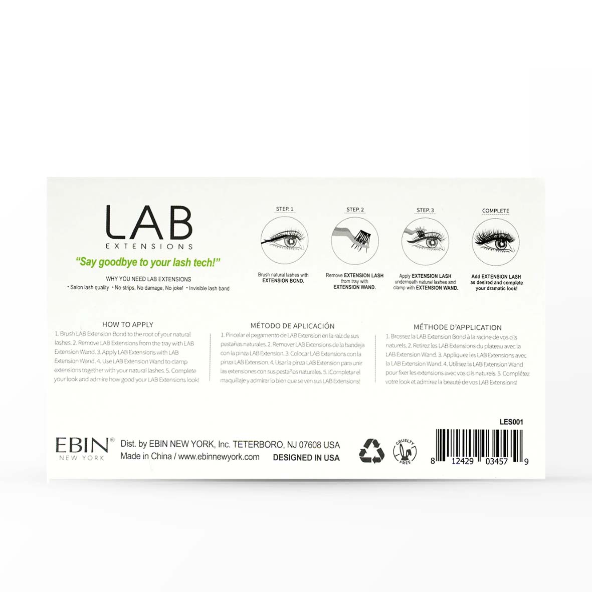 EBIN NEW YORK LAB EXTENSIONS SINGLE INDIVIDUAL LASHES 12MM